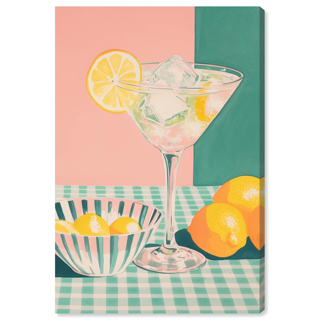 Lemon Slice Drink Canvas by Art Remedy, Gallery Wrapped
