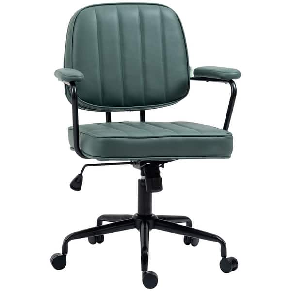 slide 2 of 9, Home Office Chair with Swivel Wheels, Adjustable Height Computer Desk Chair, Microfiber Armchair with Tilt Function - N/A Green