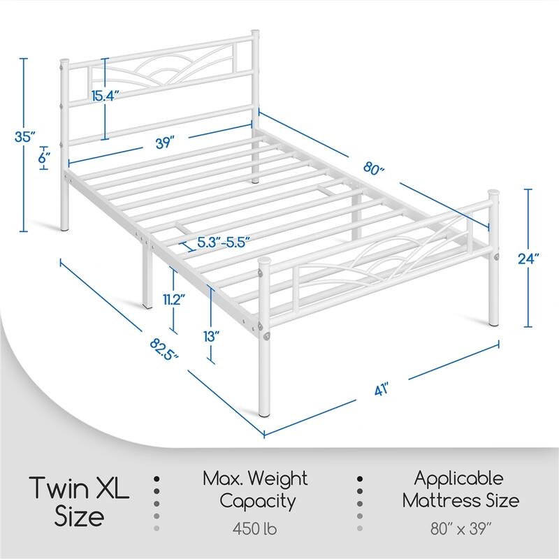Yaheetech Metal Platform Bed Frame with Underbed Storage Bed Frame with Cloud-inspired Design Headboard