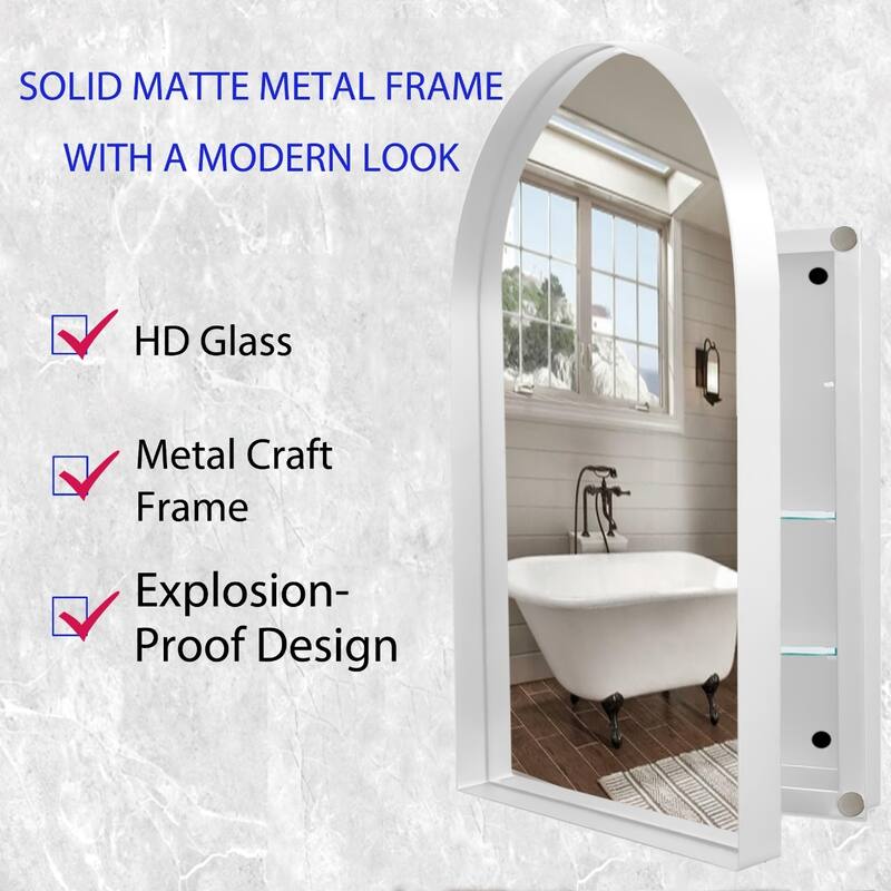 Wall Mount Metal Framed Medicine Cabinet with Storage