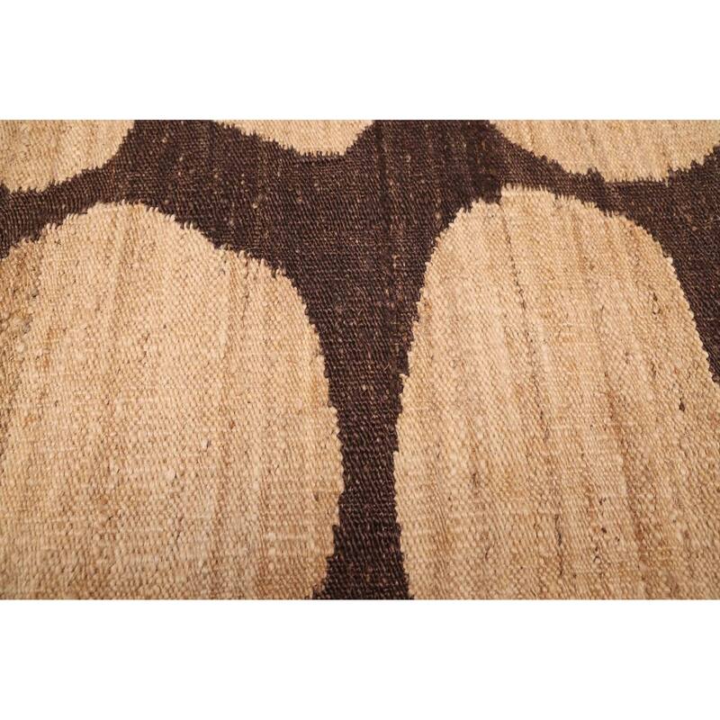 ECARPETGALLERY Flat-Weave Palas Denizli Dark Brown, Tan Jute Kilim - 5'2 x 8'0