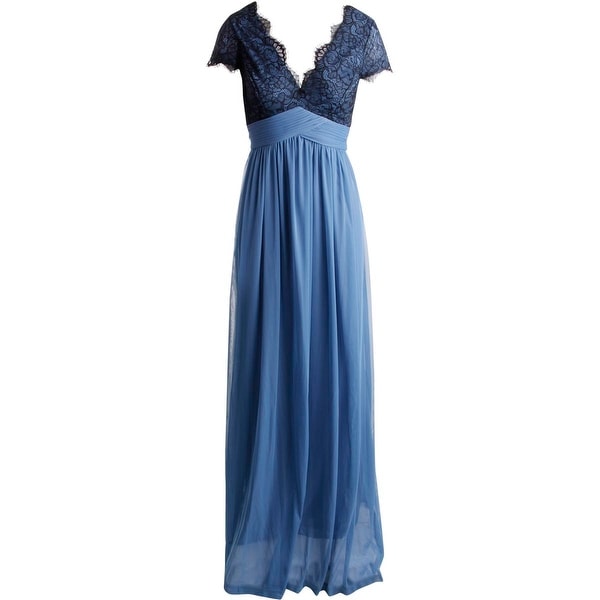 Adrianna Papell Womens Evening Dress Mesh Lace Trim