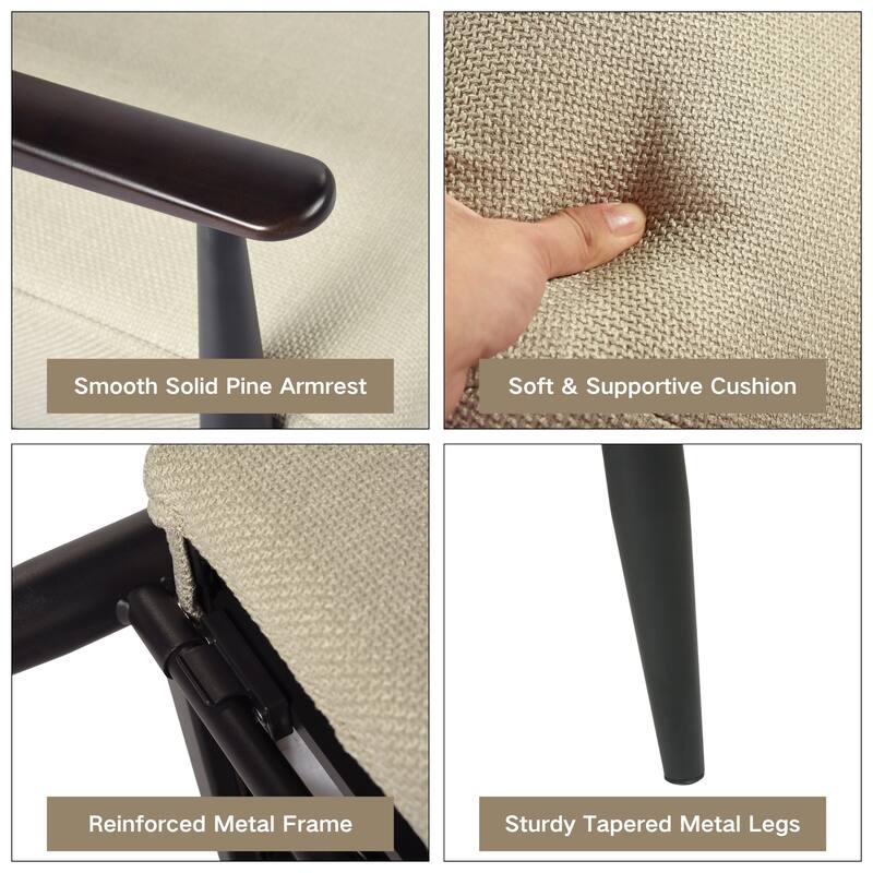 HOMYLIN Mid-Century Accent Chair with Linen Upholstery & Metal Frame