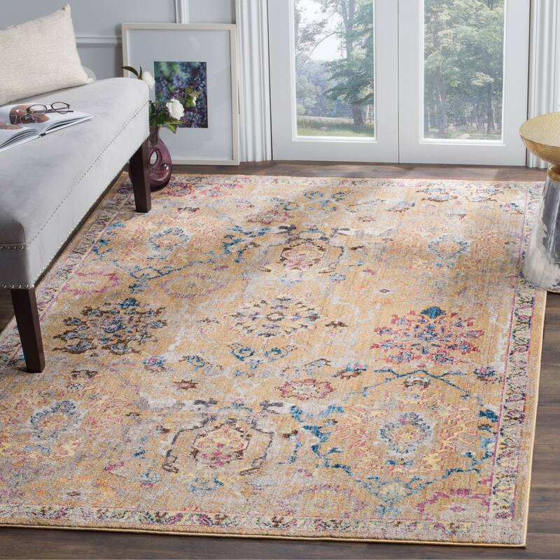 SAFAVIEH Bristol Ardine Vintage Boho Oriental Polyester Rug - 5'1" x 7'6" - Camel/Blue