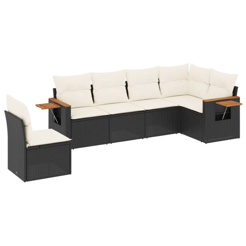 vidaXL Patio Sofa Set with Cushions Outdoor Conversation Furniture Poly Rattan