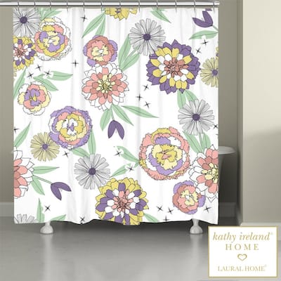 Kathy Ireland Retro Floral Bloom 71" x 72" Shower Curtain