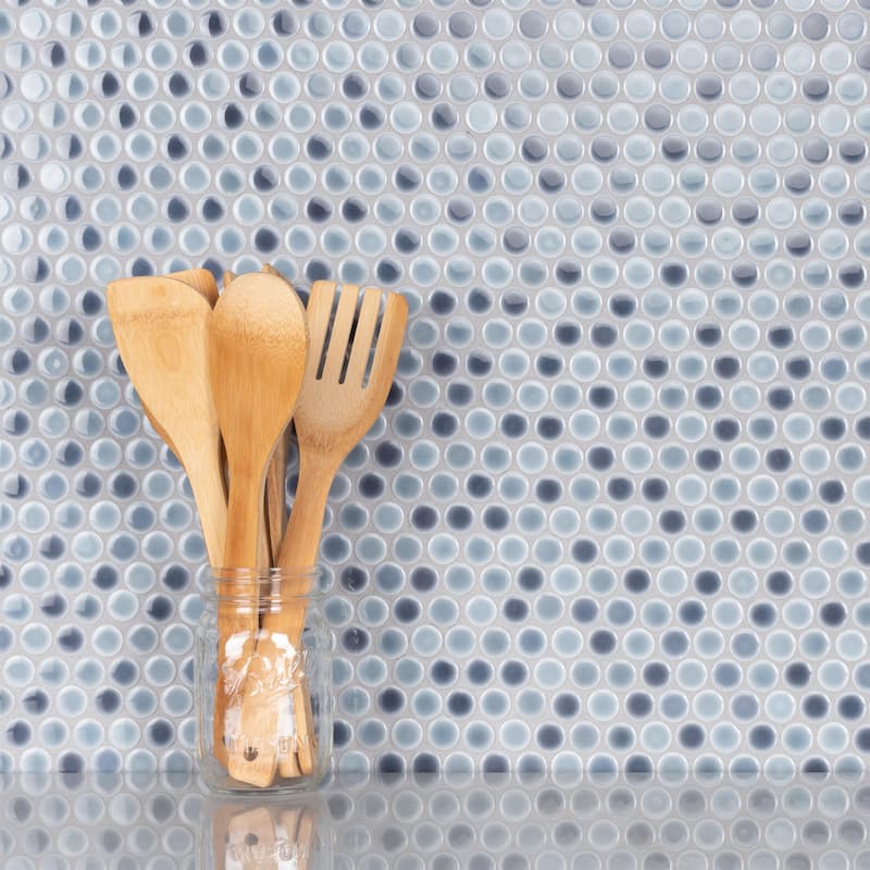 Merola Tile Hudson Penny Round Stillwater 11-7/8" x 12-5/8" Porcelain Mosaic Floor and Wall Tile