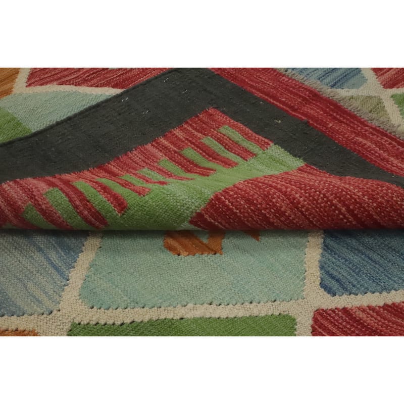 Hand Woven Southwestern Wool Multi-Colored Geometric Area Rug - 11' 9'' X 9' 0''