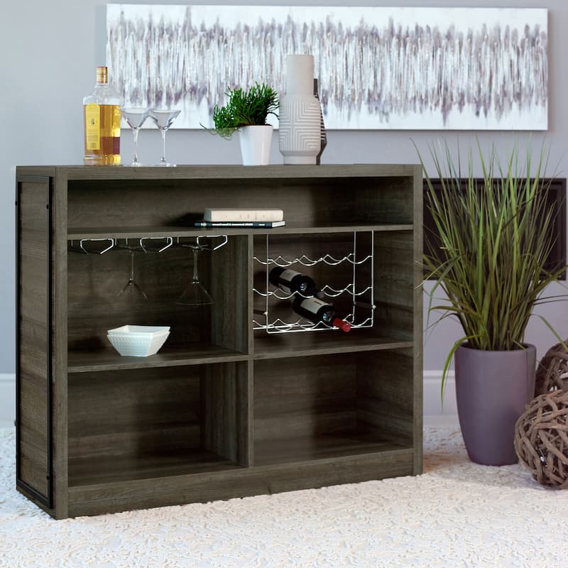 Joe Aged Oak 5-shelf Composite Wood Home Bar Wine Cabinet