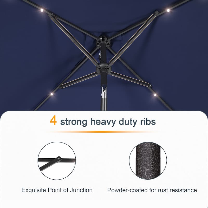 LIVOOSUN 6.5×6.5FT LED Square Patio Umbrella with UPF50+, Tilt Function, and Wind-Resistant Design——Experience Outdoor Comfort