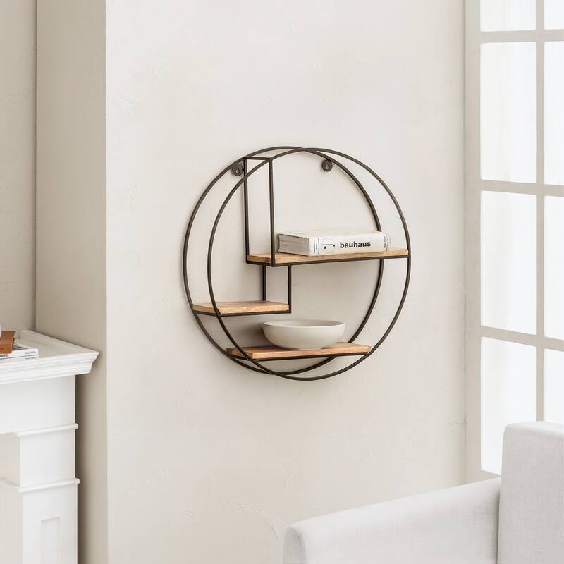 MH London Marly Round Floating Wall Shelf - 19.50 x 19.50 x 4.75 - Bronze