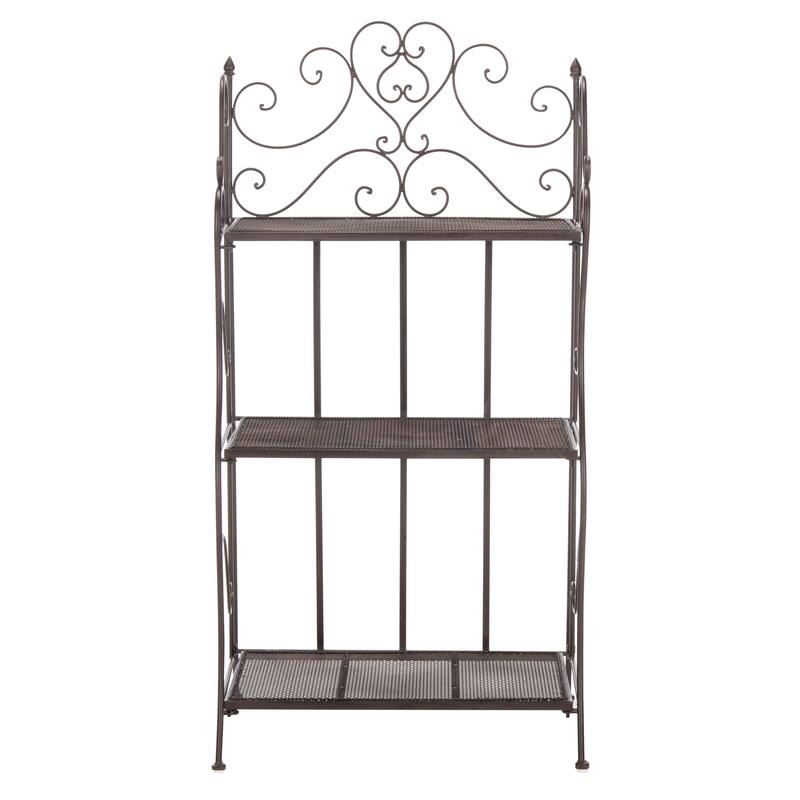 SAFAVIEH Outdoor Litzy Victorian Iron 3-Tier Shelf - 22.0" W x 14.2" L x 42.5" H