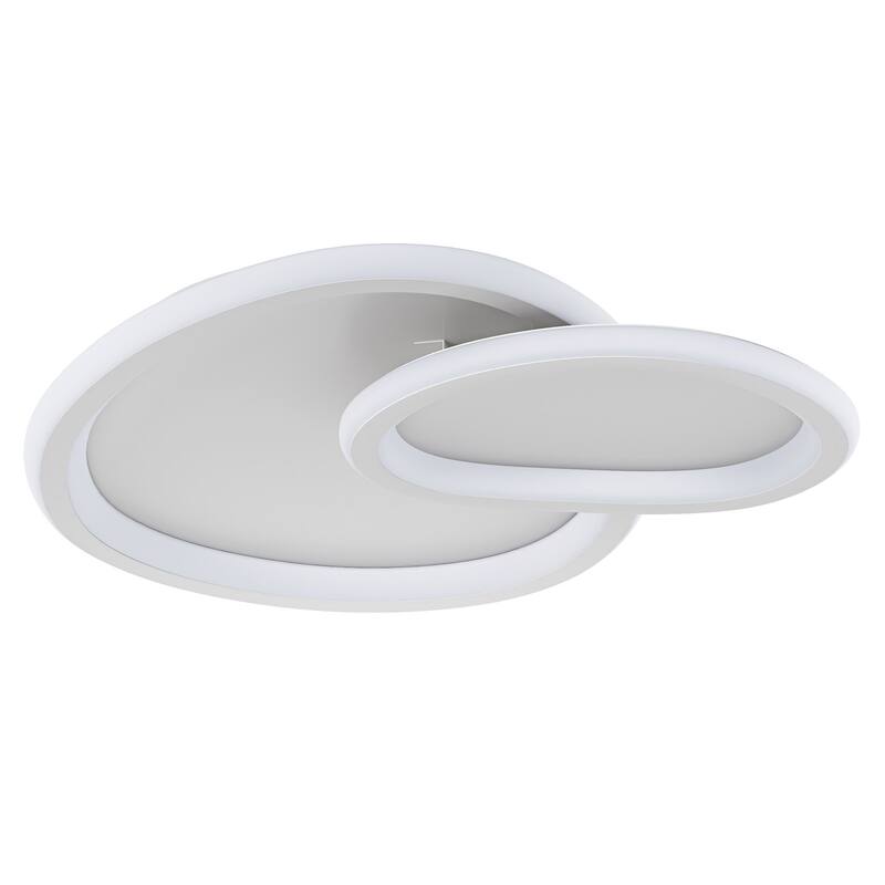 Matte White 2-Light Irregular Ring LED Flush Mount Ceiling Light