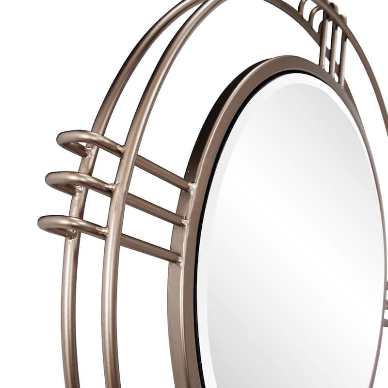 Allan Andrews Round Bronze Wall Mirror with Vintage Metal Frame - 28" x 28"