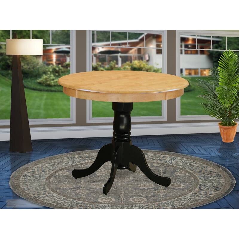 East West Furniture Antique Kitchen Dining Table - a Round Wooden Table Top with Pedestal Base, (Finish Options)