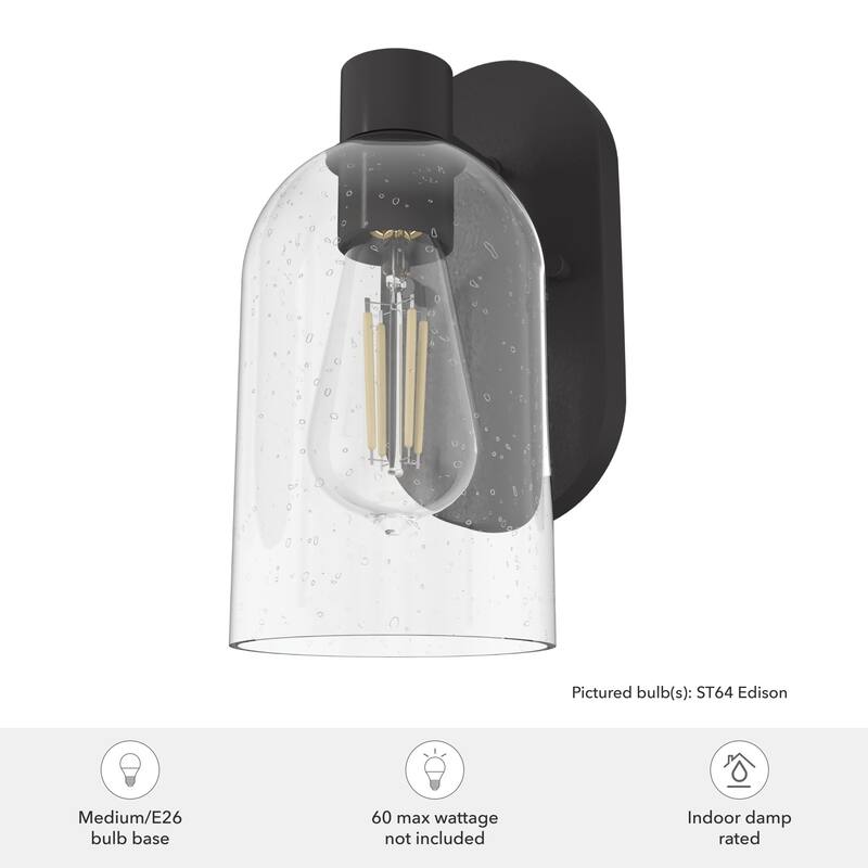 Hunter Lochemeade 1 Light Wall Sconce, Damp Rated - Bathroom, Hallway, Bedroom - Modern Farmhouse, Contemporary, Industrial