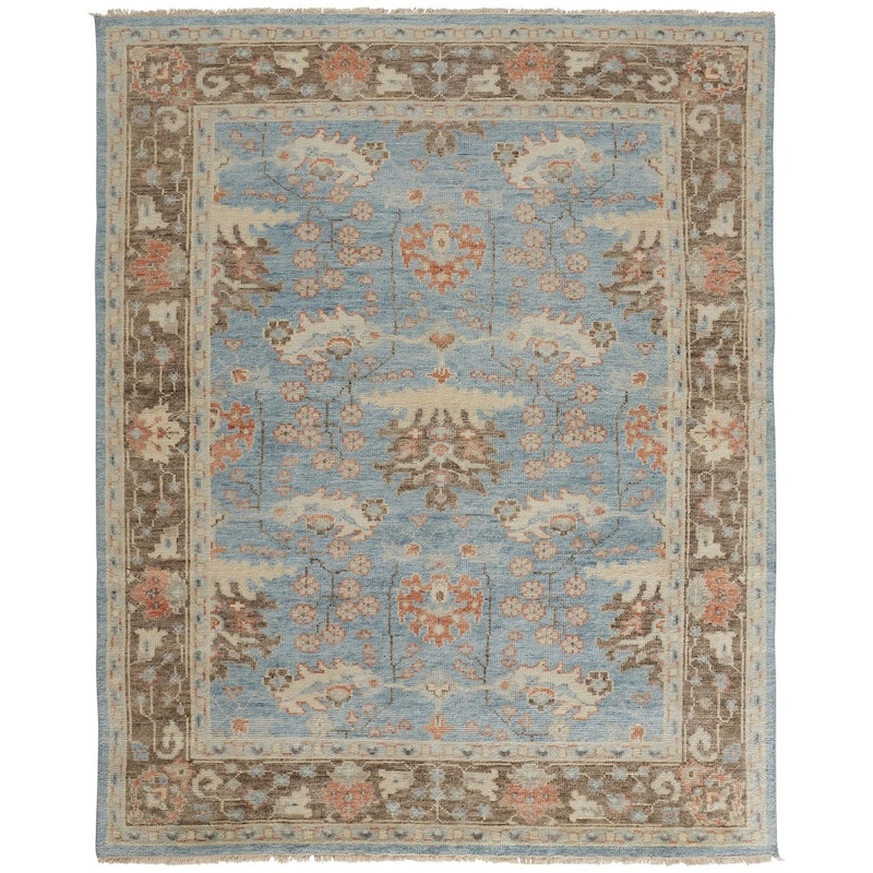 Grand Bazaar Bennet Hand Knotted Oriental Traditional Area Rug - 9'6" x 13'6" - Blue/Brown