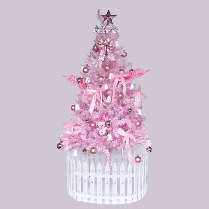 Artificial Christmas Tree - Pink Finish, Holiday Decor