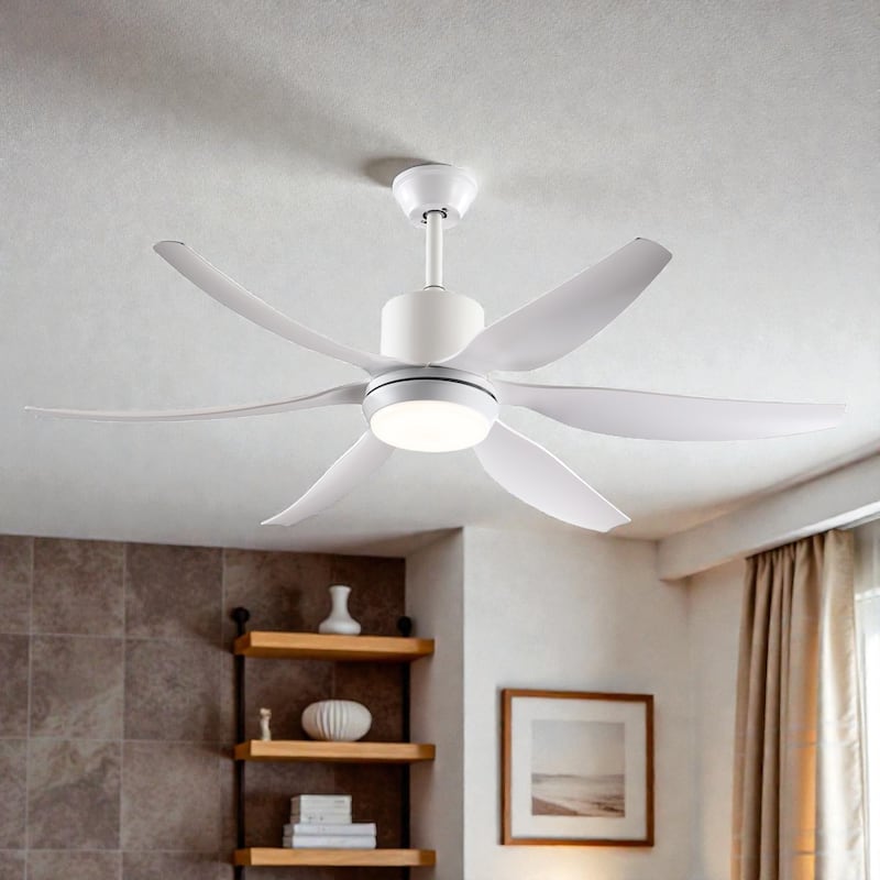 56 Inch Ceiling Fan with Light, 6 ABS Blades, 3-Color 18W LED, Reversible DC Motor, 6 Speeds, Remote, Indoor Outdoor