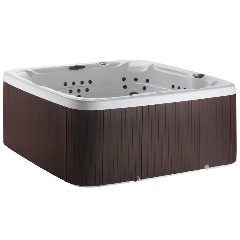Lifesmart LS700DX 7-Person 90-Jet 230v Spa with Waterfall - Arctic White shell with Espresso cabinet