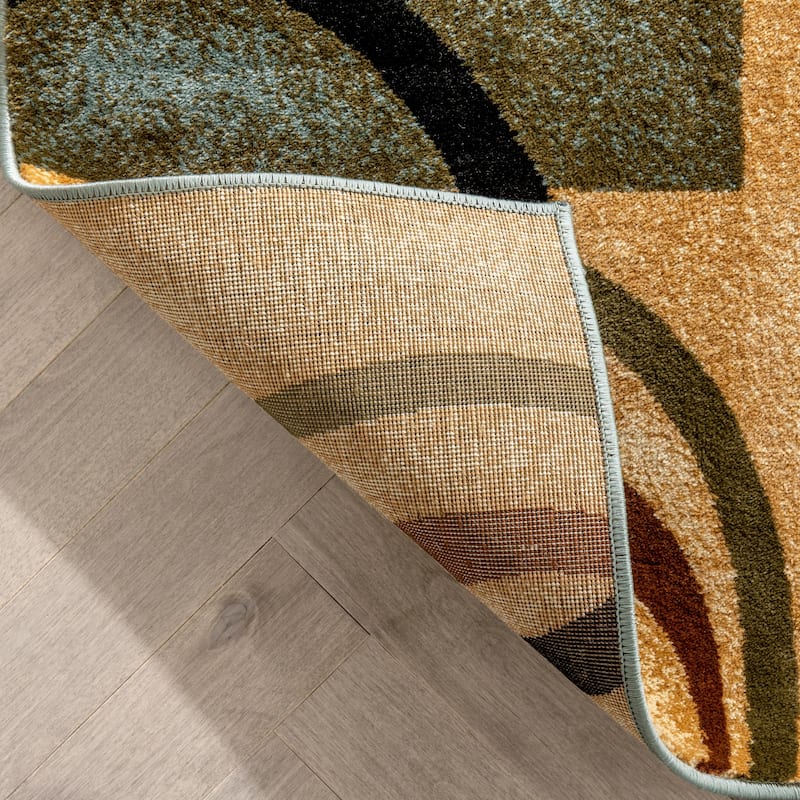 Well Woven Generations Modern Geometric Circles Light Blue, Beige, Ivory, Brown Area Rug - 5'3 x 7'3