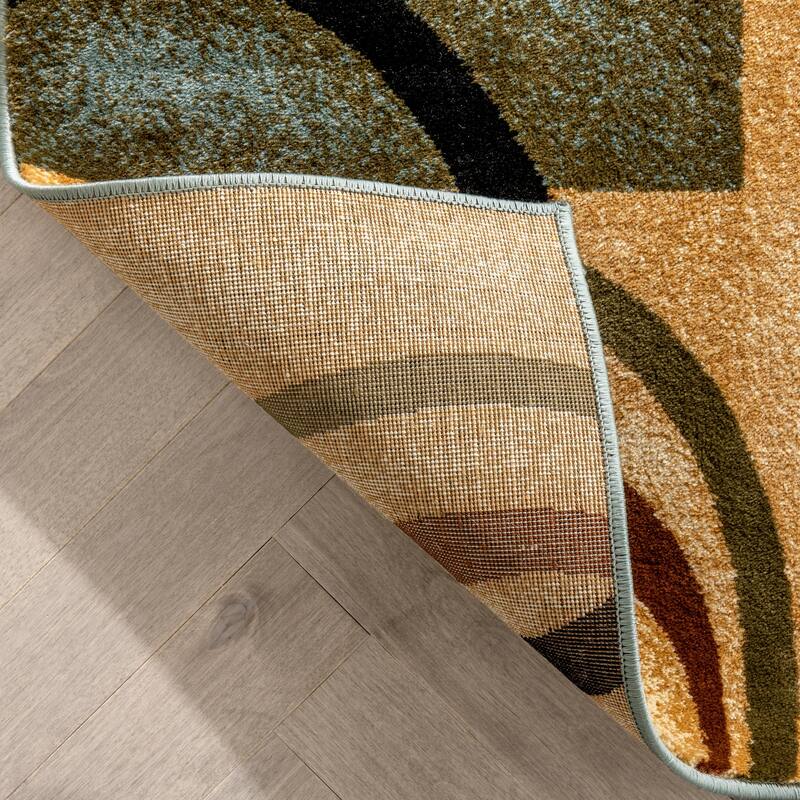 Well Woven Modern Geometric Abstract Shapes Red Oversized Runner Rug - 2'7" x 10'