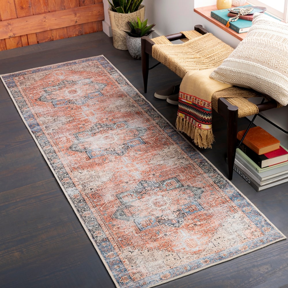 Livabliss Zakariya Vintage Medallion Machine Washable Area Rug