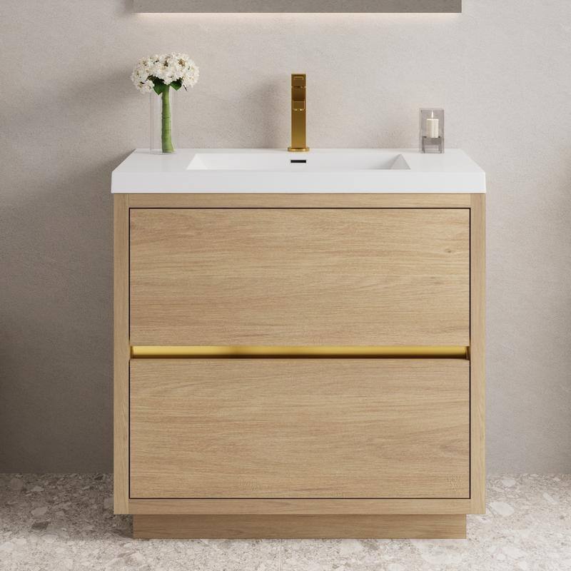 Abruzzo 36" Freestanding Bathroom Vanity with Stone Resin Sink and Two Soft Close Drawers