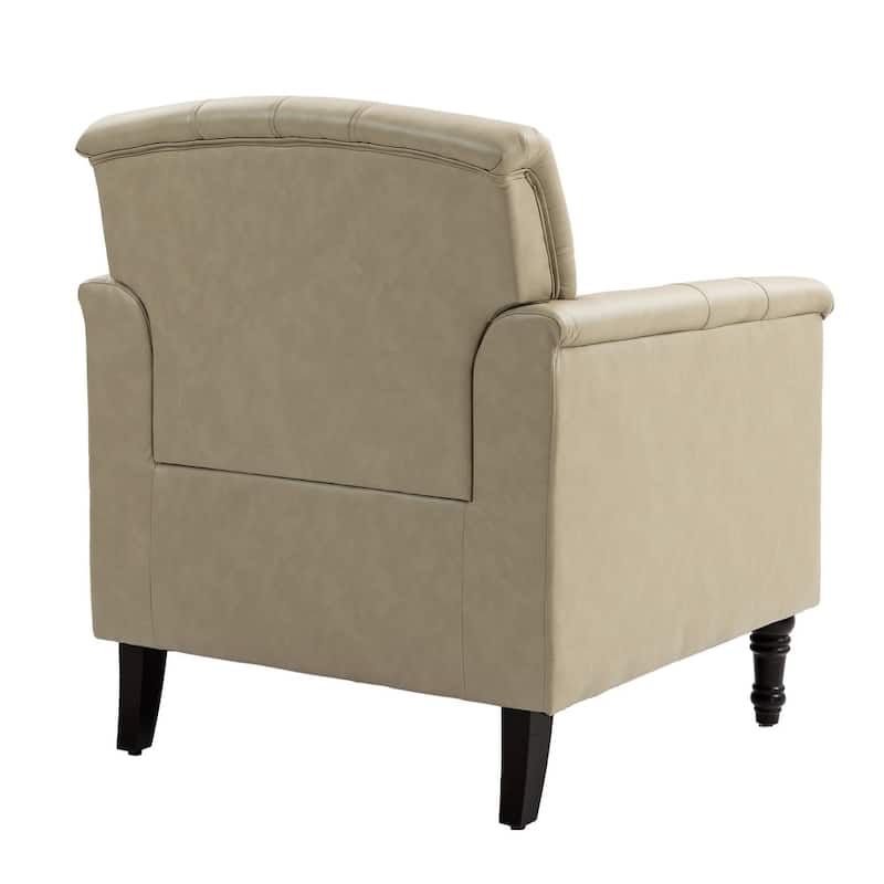 Modern Faux Leather Accent Chairs Set Of 2, Upholstered Armchair For Living Room