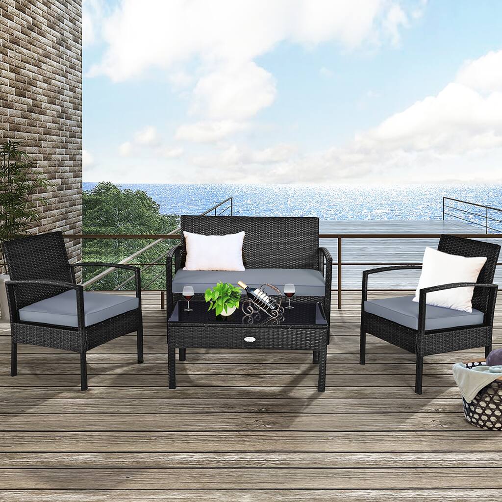 Costway 8PCS Patio Rattan Furniture Set Garden Deck - See Details
