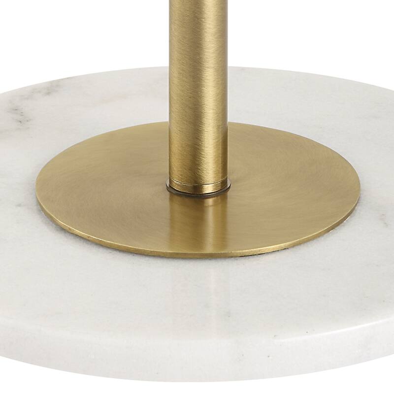 Tall Floor Lamp with Round Tapered Shade - 66.5" - Brushed Brass Finish