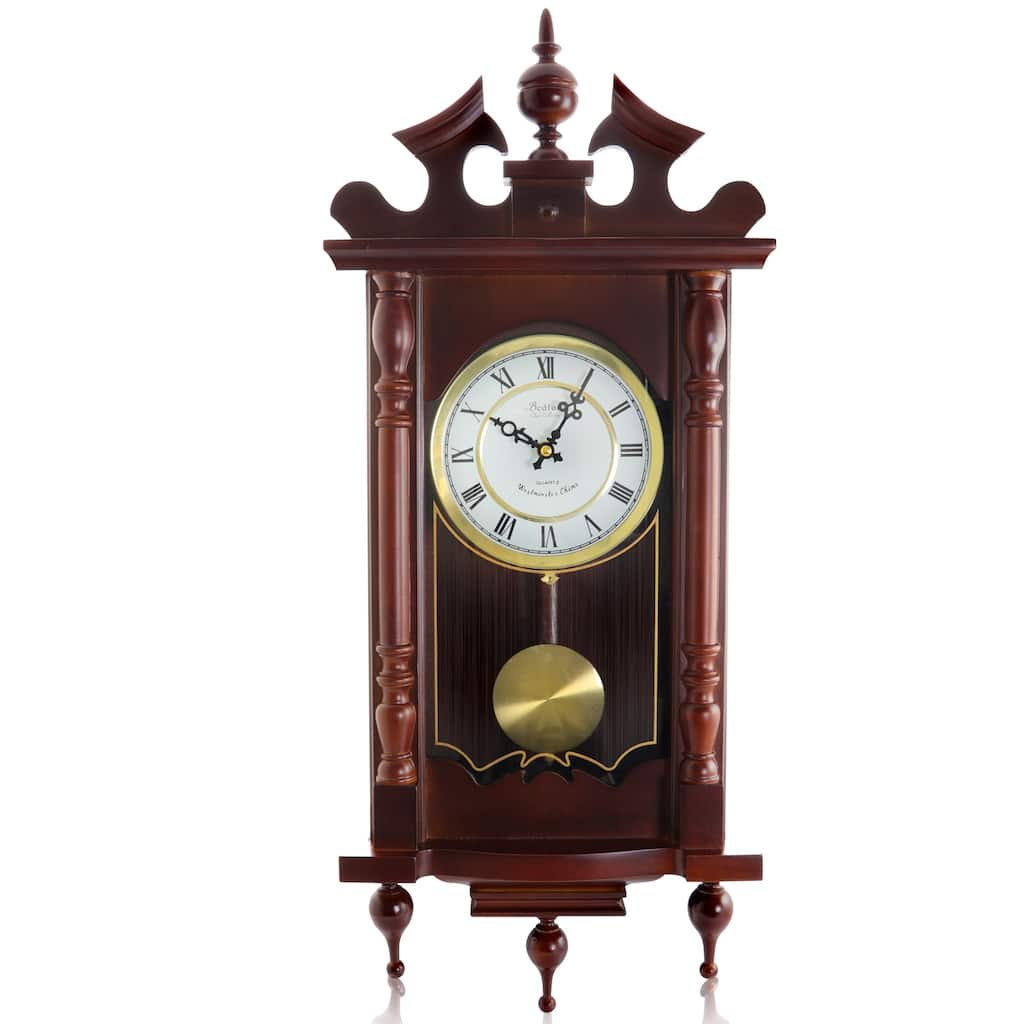 Bedford Clock Collection Decorative 31" Chiming Wall Clock w/ Pendulum