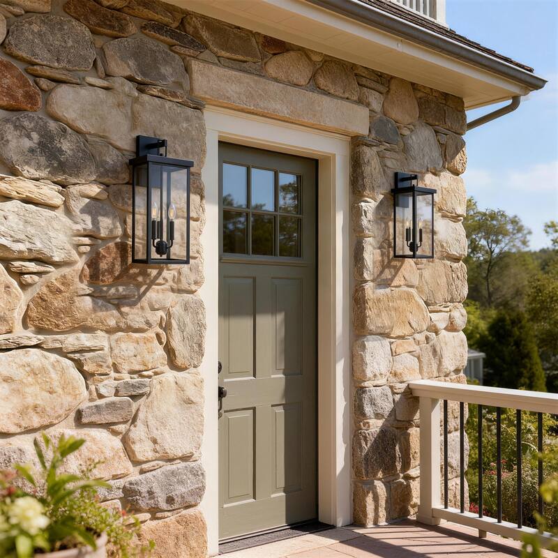 Outdoor Iron Rectangular Wall Light - 2 pack - Medium