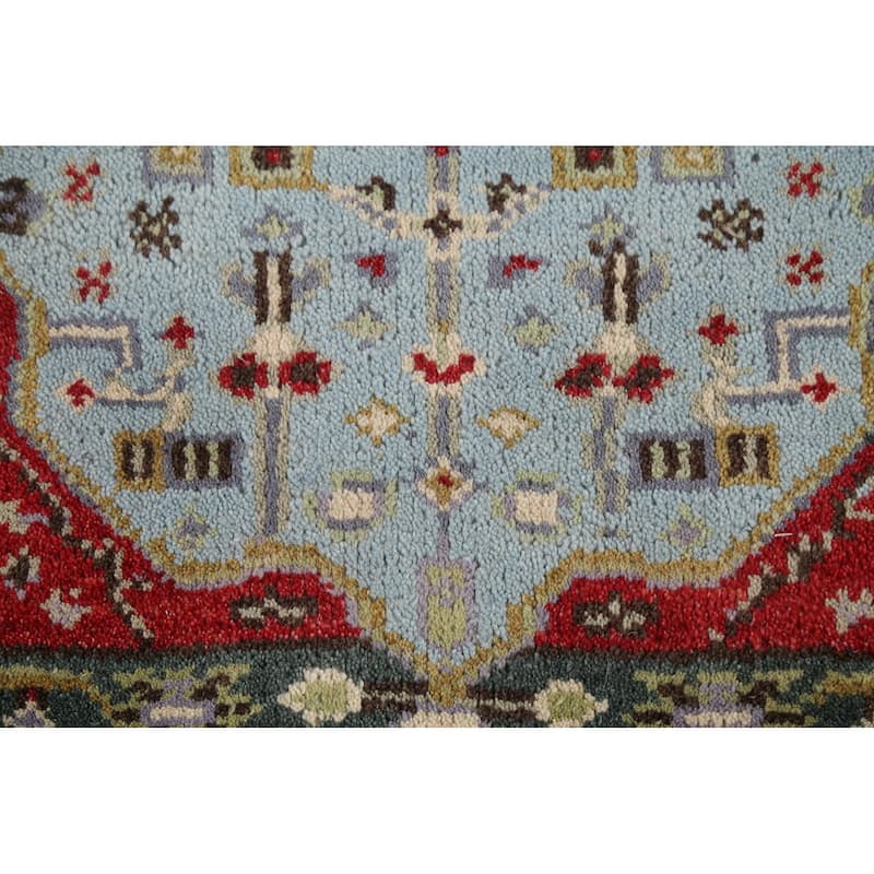 Light Blue Geometric Kazak Indian Accent Rug Handmade Wool Carpet - 2'0"x 3'0"