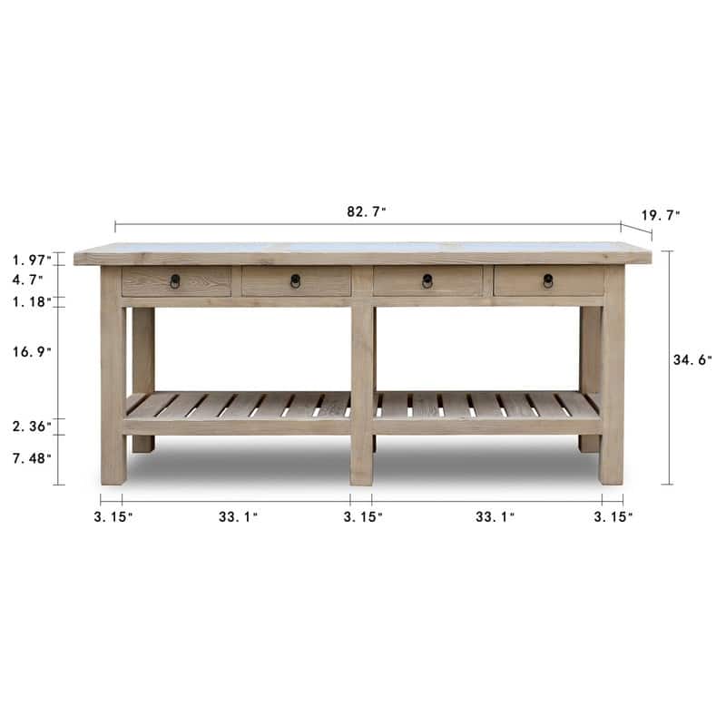 Amalfi Marble Top Console Weathered Natural 83x20x35H
