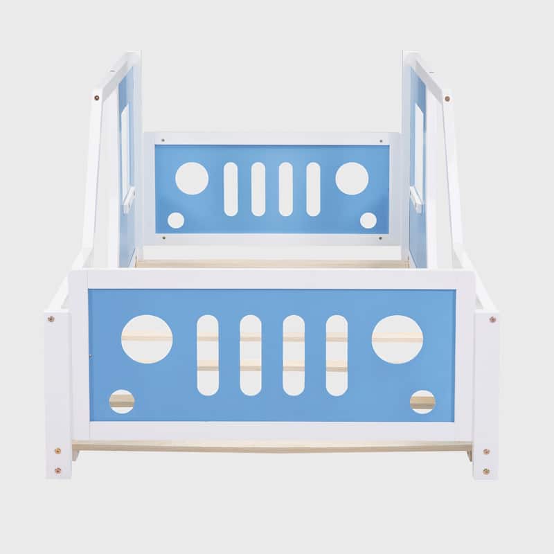 Twin Size Classic Car-Shaped Platform Bed with Wheels