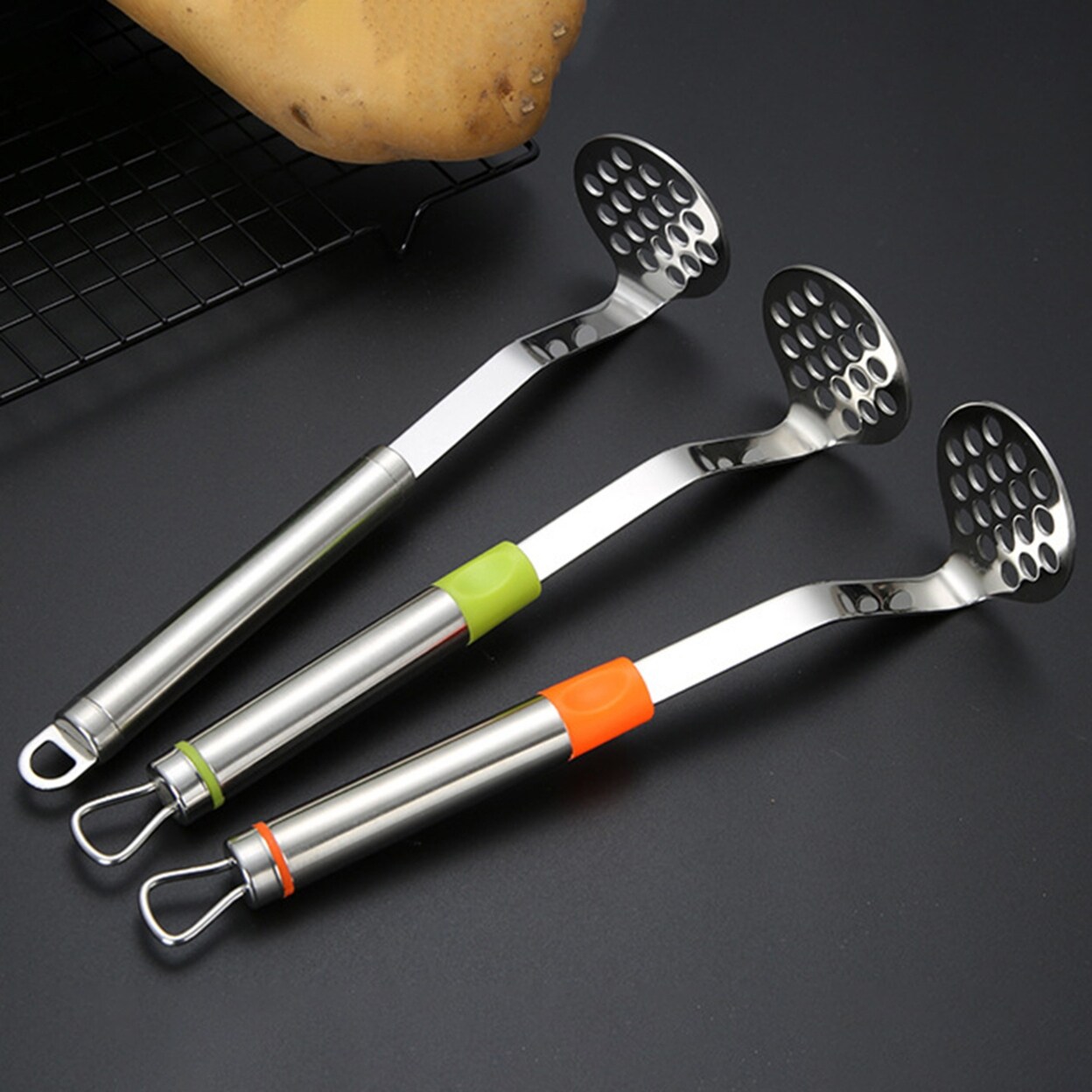Stainless Steel Heat Resistant Meat Potato Masher Pusher Press