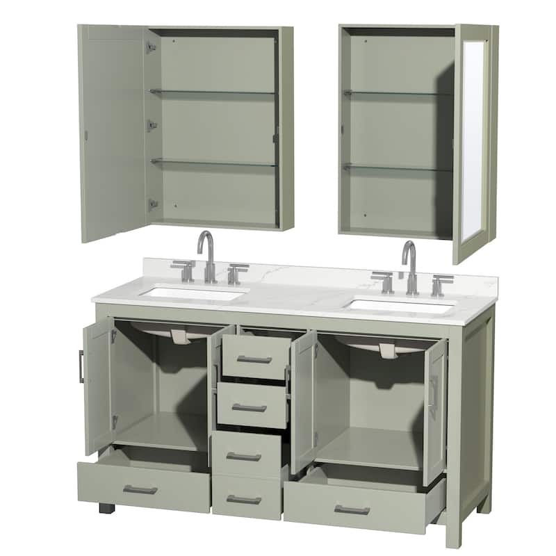 Wyndham Collection WCS141460D-QTZ-US3MED Sheffield 60" Free Standing