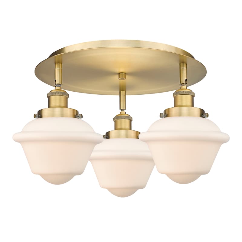Innovations Lighting Oxford - 3 Light 18" Flush Mount - Brushed Brass/Matte White