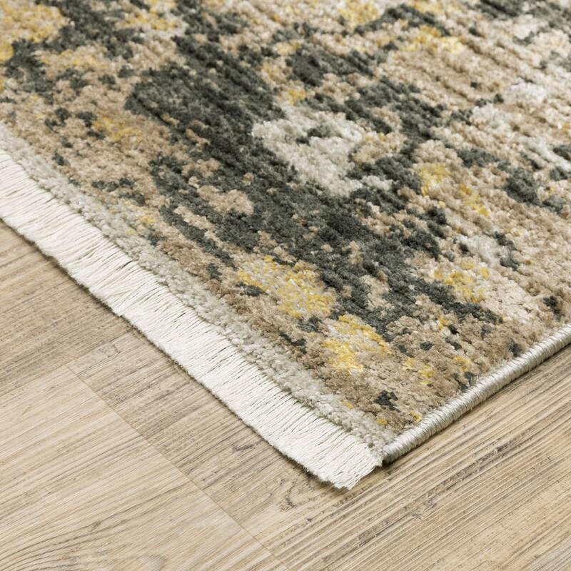 Style Haven Boulevard Power-Loom Recycled P.E.T. Abstract Gold/ Black Rug-
