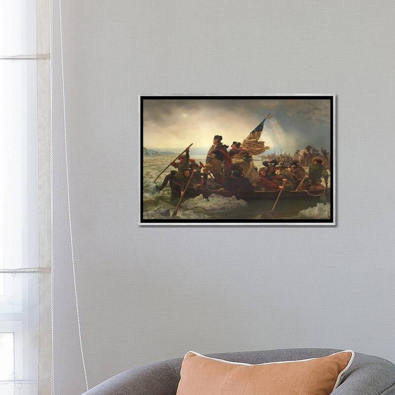iCanvas "Painting Of George Washington Crossing The Delaware" by Stocktrek Images Framed