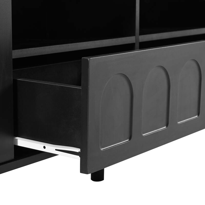 LED TV Stand for Living Room, Entertainment Center for TVs Up to 80" with Wood Legs, Storage Media Console with 2 Drawers
