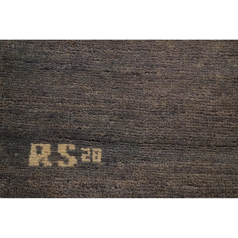 Modern Gabbeh Foyer Rug Handmade Grey Wool Carpet - 3'3"x 4'10"