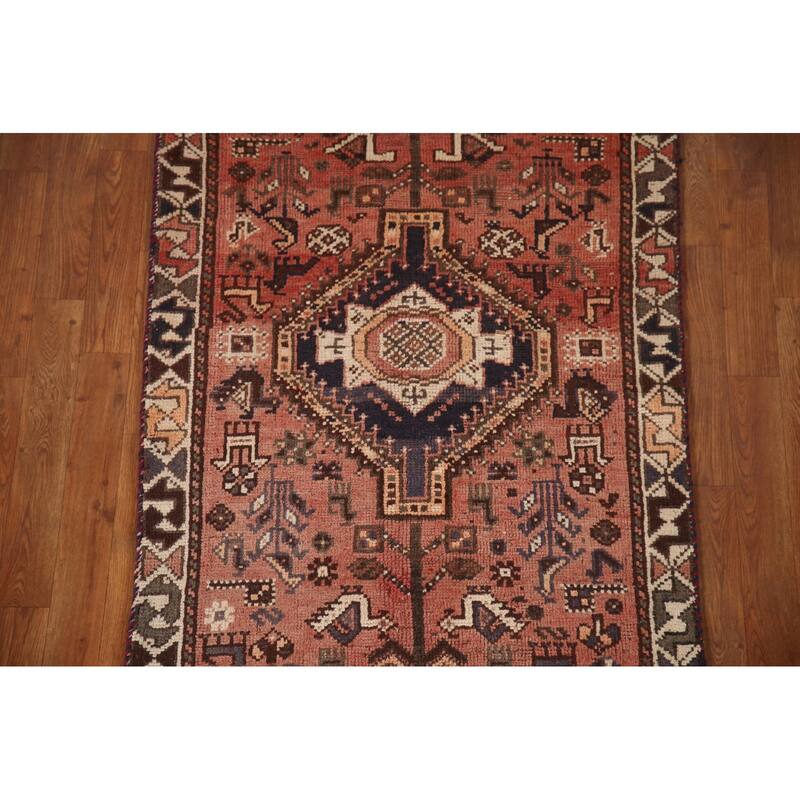 Tribal Qashqai Persian Vintage Rug Hand-knotted Wool Carpet - 2'11"x 4'7"