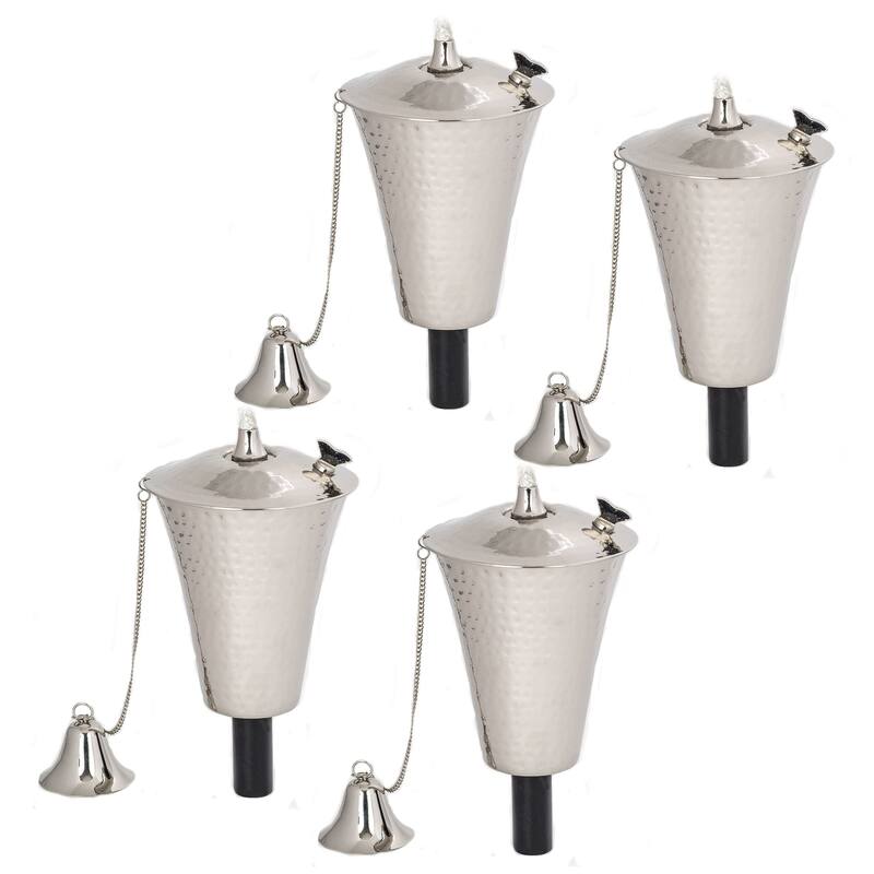 Kona Style Tiki Torch - Hammered Nickel - 4 Pack