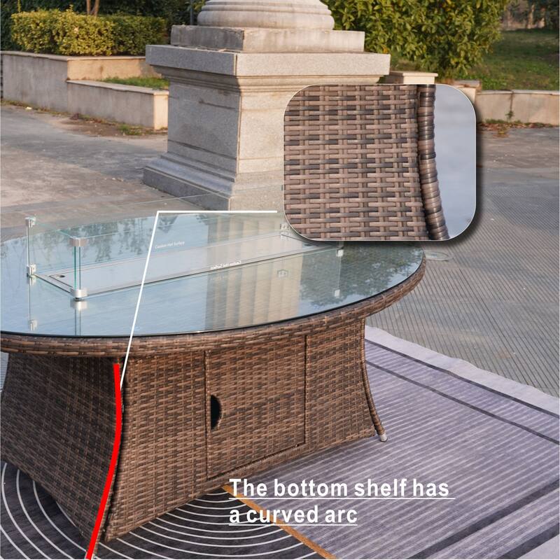 Ellington Outdoor Oval Wicker Firepit Table