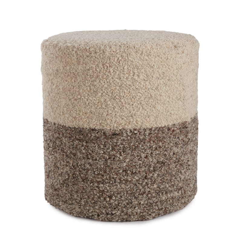 Micco Ombre Cylinder Pouf/ Floor Pillow - Cream/Brown