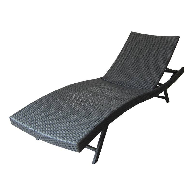 Roomfitters Kauai Outdoor Wicker Chaise Lounge with Adjustable Backrest, Modern Patio Recliner, Grey Finish