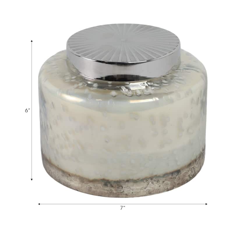 Decorative Glass Jar Candle with Metal Speckled Lid - 7" x 7" x 6"