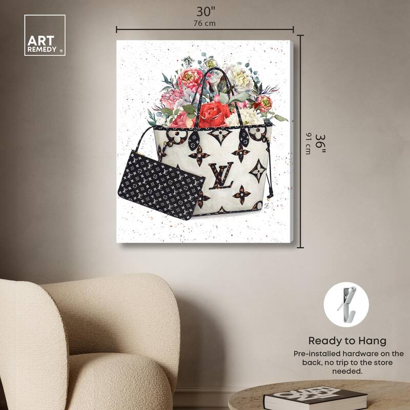 Floral Summer Bag Canvas by Art Remedy, Gallery Wrapped